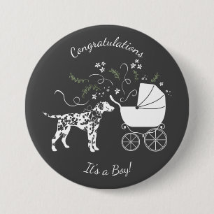 Dalmatien Baby Shower Hund Silhouette Knapp