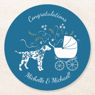 Dalmatien Baby Shower Underlägg Papper Rund