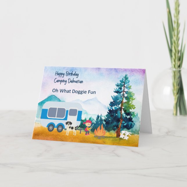 Dalmatien Birthday Card Family Camping Kort (Framsida)