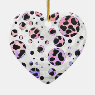 Dalmatien Black and Rosa Polka Dot Print Julgransprydnad Keramik
