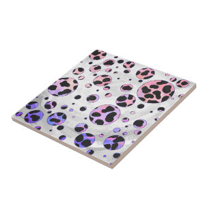 Dalmatien Black and Rosa Polka Dot Print Kakelplatta