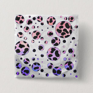 Dalmatien Black and Rosa Polka Dot Print Knapp