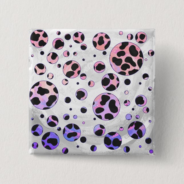 Dalmatien Black and Rosa Polka Dot Print Knapp (Framsida)