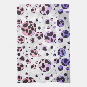 Dalmatien Black and Rosa Polka Dot Print Kökshandduk