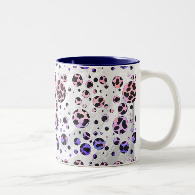 Dalmatien Black and Rosa Polka Dot Print Två-Tonad Mugg (Höger)