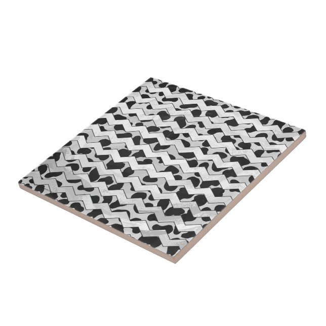 Dalmatien Black and White Chvron Kakelplatta (Sidan)