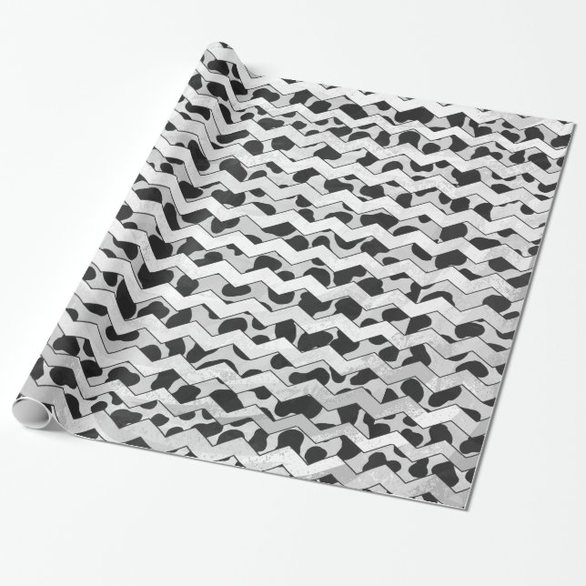Dalmatien Black and White Chvron Presentpapper (Utrullad)