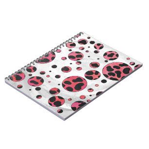 Dalmatien Black och Red med Polka dots Anteckningsbok Med Spiral