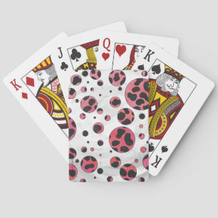 Dalmatien Black och Red med Polka dots Casinokort