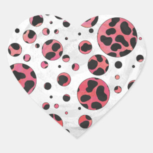 Dalmatien Black och Red med Polka dots Hjärtformat Klistermärke