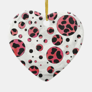 Dalmatien Black och Red med Polka dots Julgransprydnad Keramik