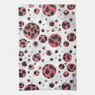 Dalmatien Black och Red med Polka dots Kökshandduk