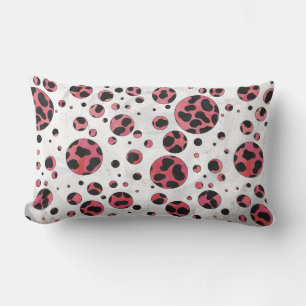 Dalmatien Black och Red med Polka dots Lumbarkudde