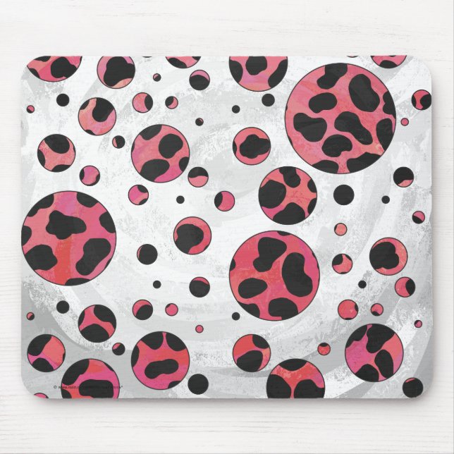 Dalmatien Black och Red med Polka dots Musmatta (Framsidan)