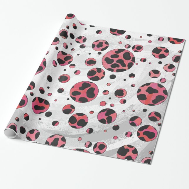 Dalmatien Black och Red med Polka dots Presentpapper (Utrullad)