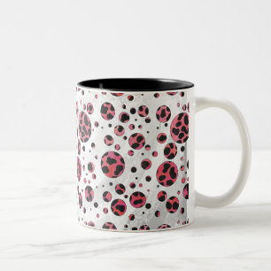 Dalmatien Black och Red med Polka dots Två-Tonad Mugg