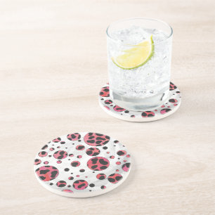 Dalmatien Black och Red med Polka dots Underlägg