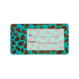 Dalmatien Brown och Teal med Monogram Adressetikett