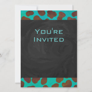 Dalmatien Brown och Teal med Monogram Inbjudningar