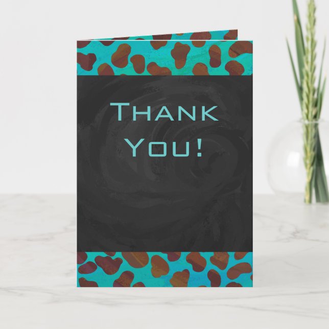 Dalmatien Brown och Teal med Monogram Kort (Framsida)
