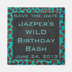 Dalmatien Brown och Teal med Monogram Magnet
