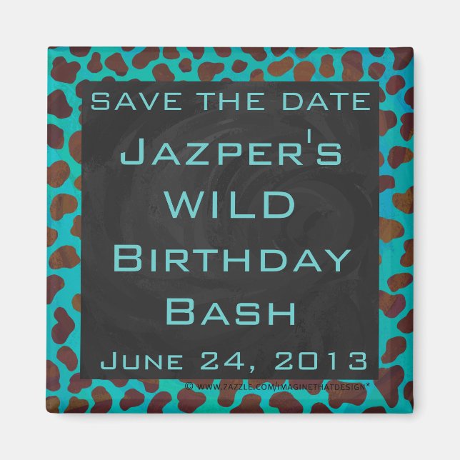 Dalmatien Brown och Teal med Monogram Magnet (Framsidan)