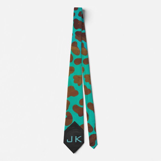 Dalmatien Brown och Teal med Monogram Slips (Framsida)