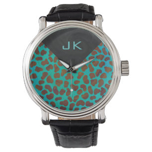 Dalmatien Brown och Teal Print Armbandsur