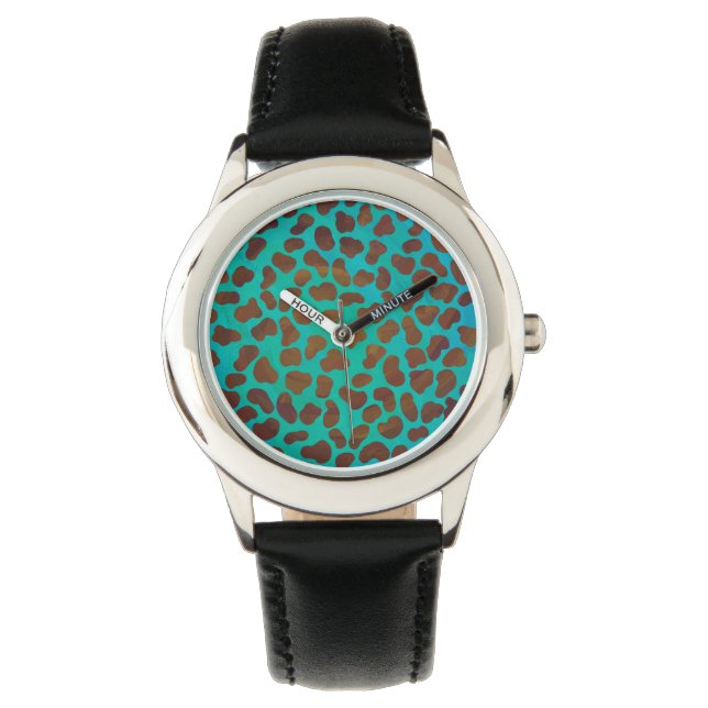 Dalmatien Brown och Teal Print Armbandsur (Framsida)