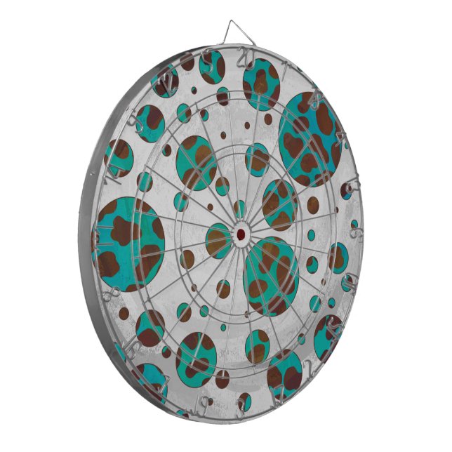 Dalmatien Brown och Teal Print Darttavla (Vänstra Framsidan)