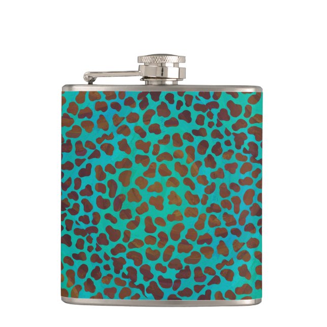 Dalmatien Brown och Teal Print Fickplunta (Framsidan)