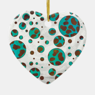 Dalmatien Brown och Teal Print Julgransprydnad Keramik