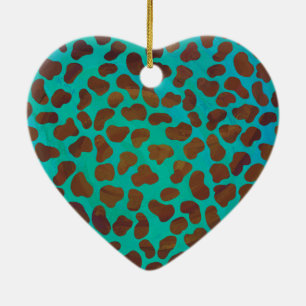 Dalmatien Brown och Teal Print Julgransprydnad Keramik