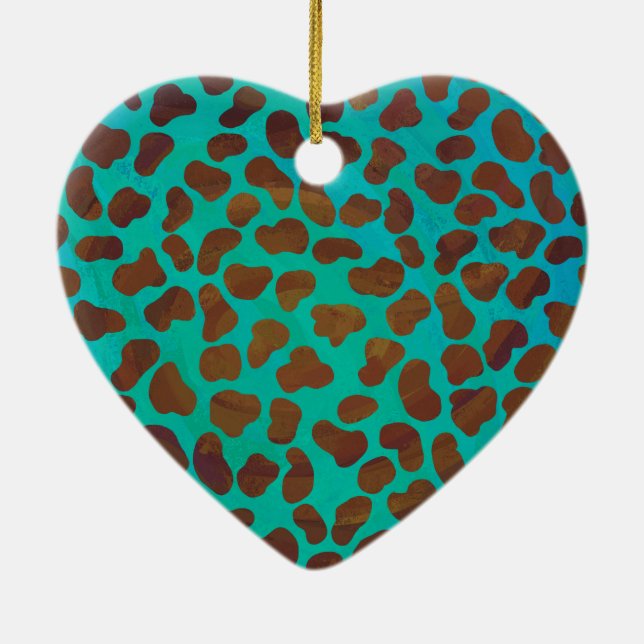 Dalmatien Brown och Teal Print Julgransprydnad Keramik (Baksidan)