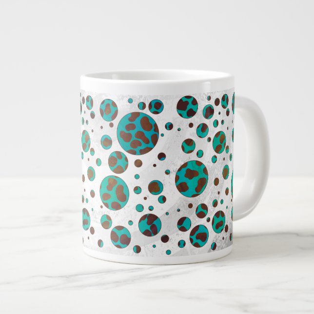 Dalmatien Brown och Teal Print Jumbo Mugg (Framsida höger)