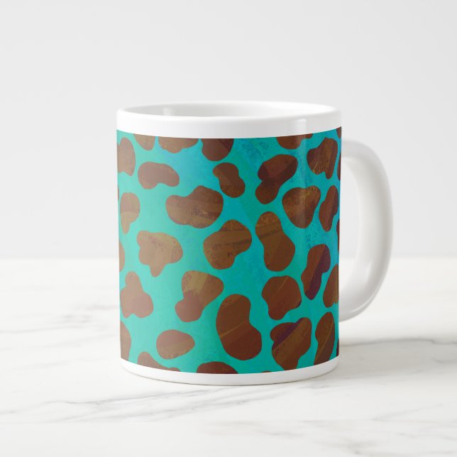 Dalmatien Brown och Teal Print Jumbo Mugg (Framsida höger)