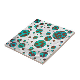 Dalmatien Brown och Teal Print Kakelplatta