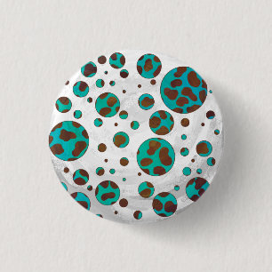 Dalmatien Brown och Teal Print Knapp