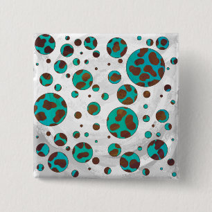 Dalmatien Brown och Teal Print Knapp