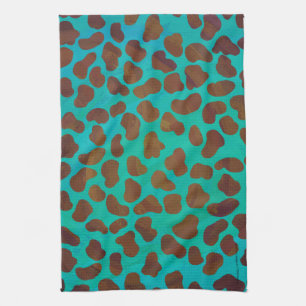 Dalmatien Brown och Teal Print Kökshandduk