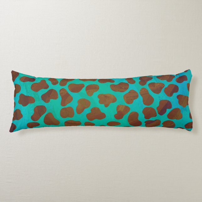 Dalmatien Brown och Teal Print Kroppskudde (Framsidan)