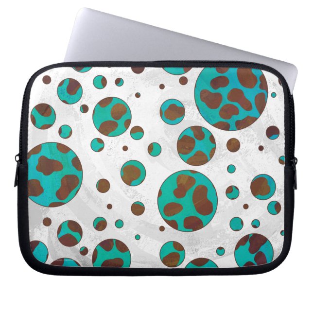 Dalmatien Brown och Teal Print Laptop Fodral (Framsidan)