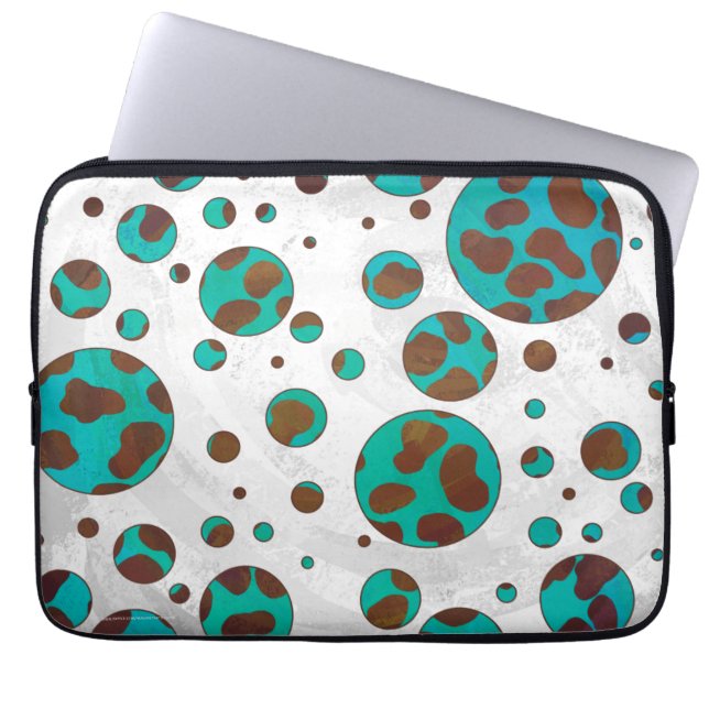 Dalmatien Brown och Teal Print Laptop Fodral (Framsidan)