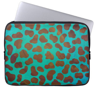 Dalmatien Brown och Teal Print Laptop Sleeve