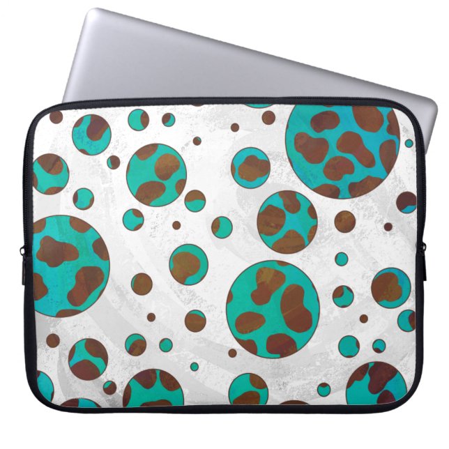 Dalmatien Brown och Teal Print Laptop Sleeve (Framsidan)