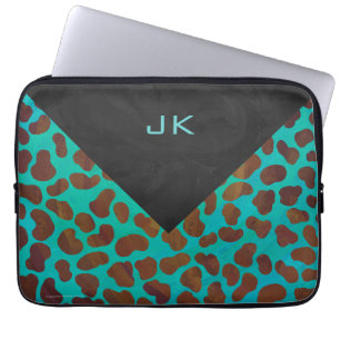Dalmatien Brown och Teal Print Laptop Sleeve