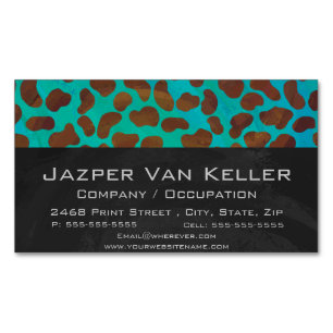 Dalmatien Brown och Teal Print Magnetiska Visitkort