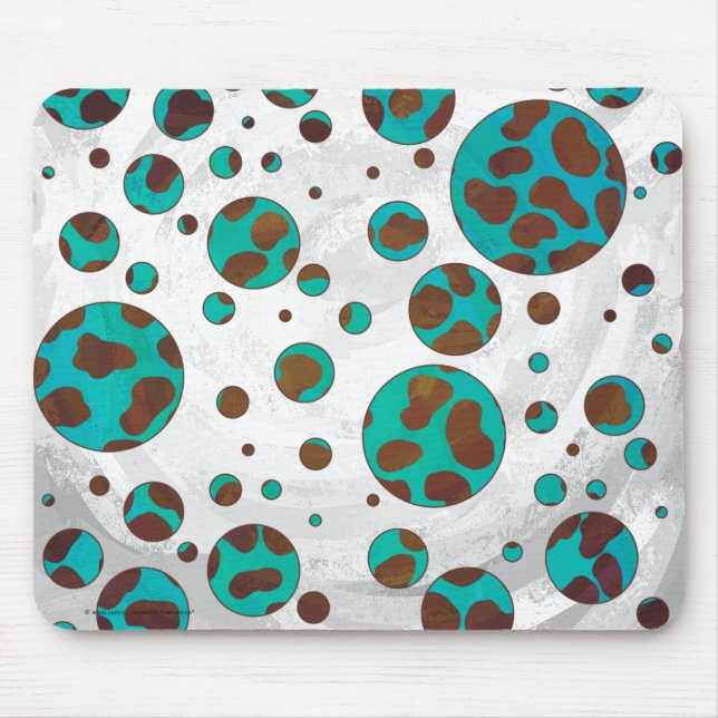 Dalmatien Brown och Teal Print Musmatta (Framsidan)