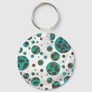 Dalmatien Brown och Teal Print Nyckelring