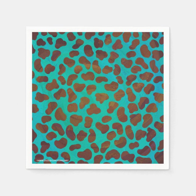 Dalmatien Brown och Teal Print Pappersservett (Framsidan)